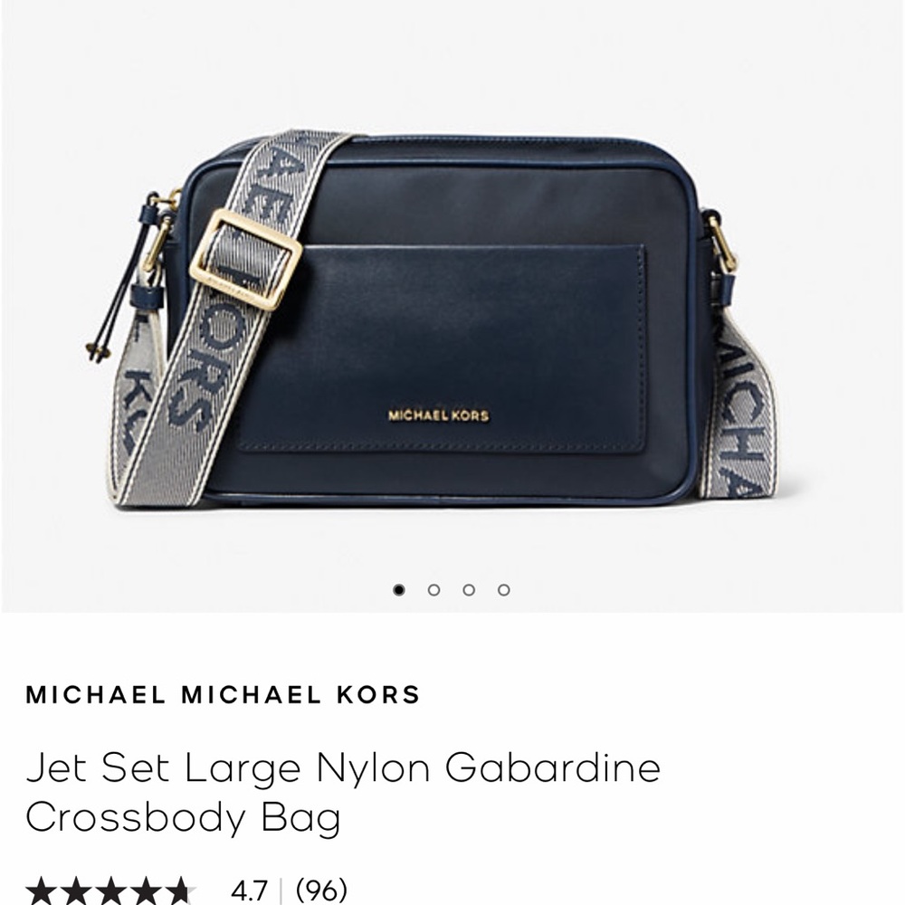 Michael Kors Blue Jet Set Large Nylon Gabardine Crossbody Bag